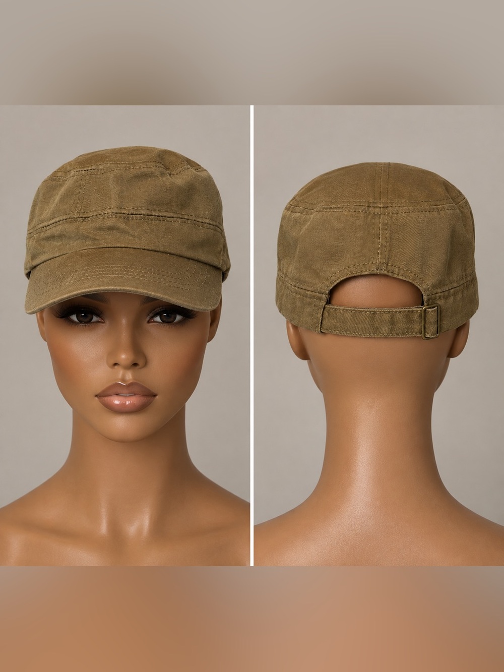 Women's Casual Military Cap in Tan